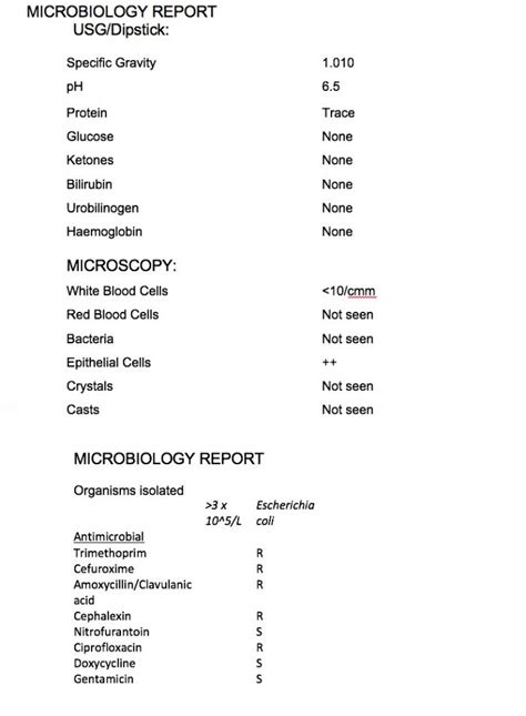 how to read microbiology sensitivity report.